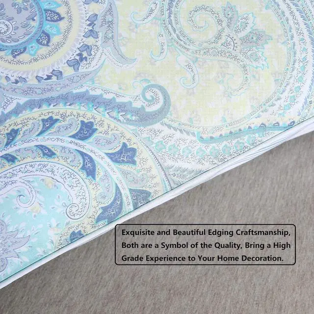 Alt view image 3 of 5 - 100% Cotton Pillowcases Pillow Cases Queen Size Blue Decorative Paisley Design Pillow Cover Set of 2 (Queen Size 20x30 Inches)