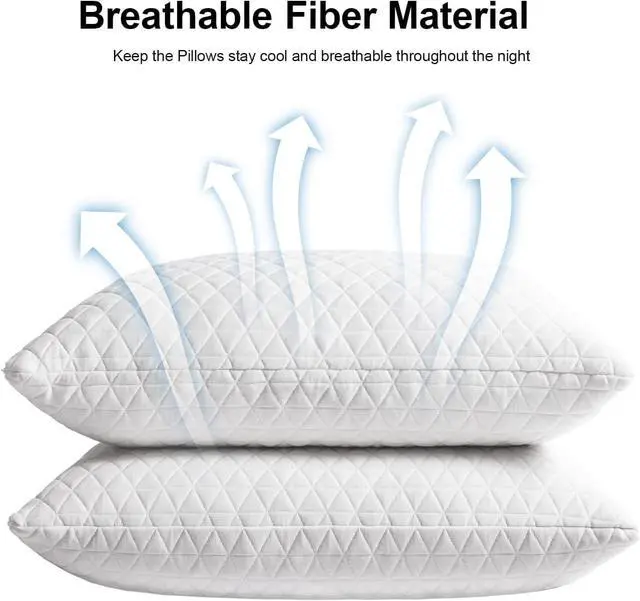 Alt view image 2 of 7 - Shredded Memory Foam Pillows for Sleeping Bed Pillows King Size Set of 2 Pack Cooling Adjustable Good for Side and Back Sleeper with Washable Removable Cover