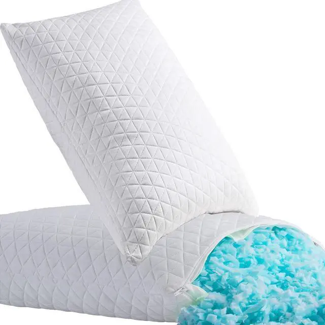 Main image of Shredded Memory Foam Pillows for Sleeping Bed Pillows King Size Set of 2 Pack Cooling Adjustable Good for Side and Back Sleeper with Washable Removable Cover