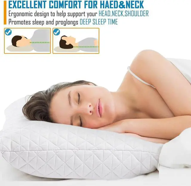 Alt view image 4 of 7 - Shredded Memory Foam Pillows for Sleeping Bed Pillows King Size Set of 2 Pack Cooling Adjustable Good for Side and Back Sleeper with Washable Removable Cover