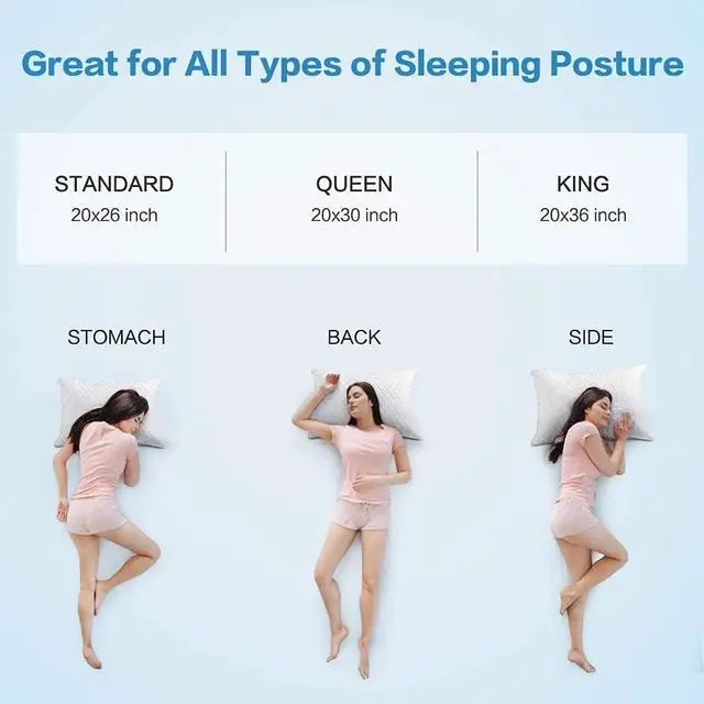 Alt view image 7 of 7 - Shredded Memory Foam Pillows for Sleeping Bed Pillows King Size Set of 2 Pack Cooling Adjustable Good for Side and Back Sleeper with Washable Removable Cover