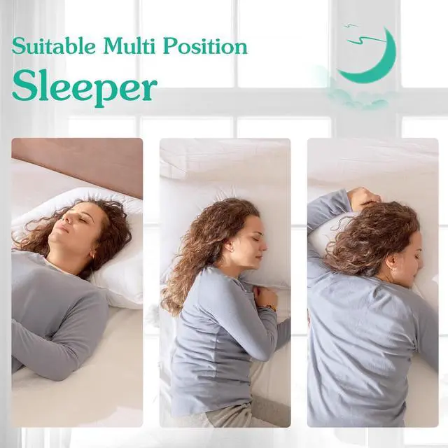 Alt view image 5 of 7 - White Goose Feather Bed Pillows Queen/Standard Size Set of 2- Soft 600 Thread Count 100% Cotton Medium Firm Soft Support Surround Fill Polyfiber White Solid