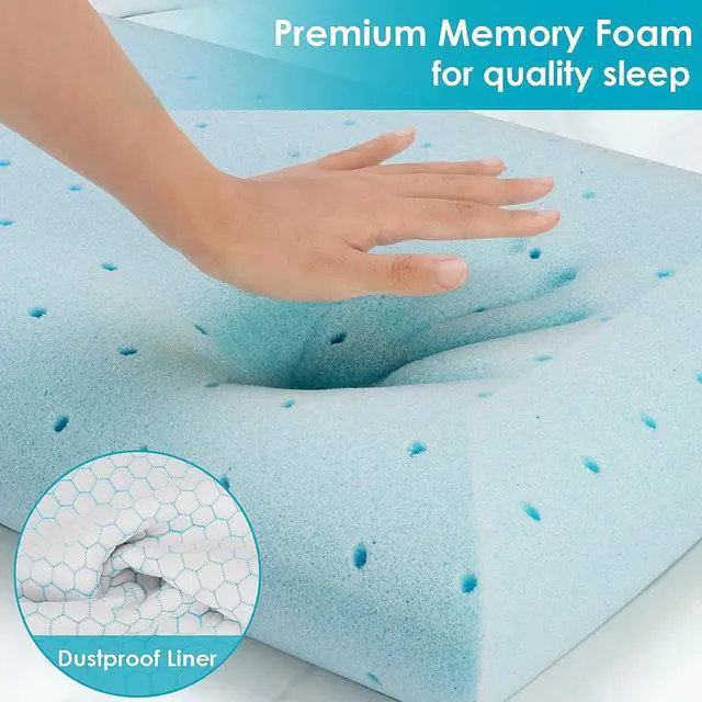 Alt view image 4 of 7 - Memory Foam Pillows for Side Back and Stomach Sleepers Set of 2 Bed Pillow with Washable Cover and Breathable Mesh Bed Pillow for Sleeping (BlueStandard Size)