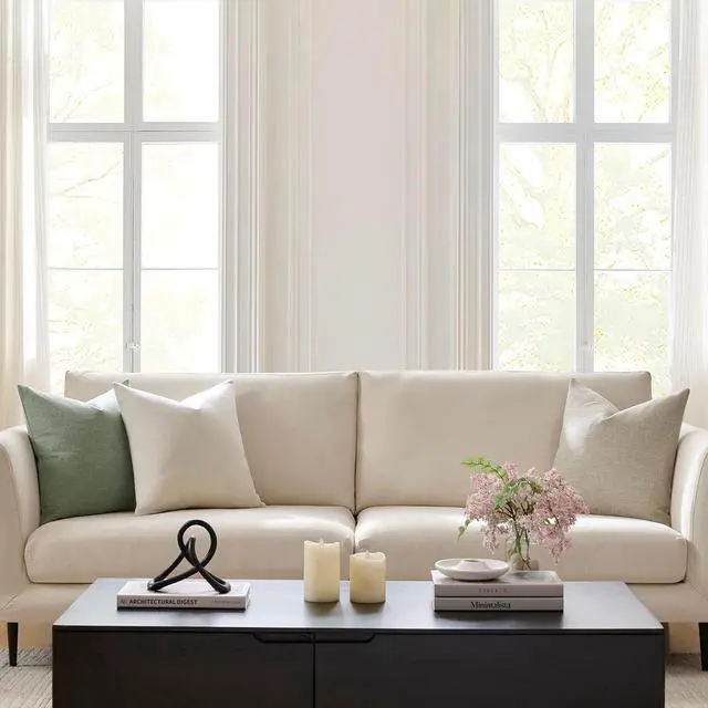 Alt view image 3 of 7 - Set of 2 Ivory Pillow Covers 20 x 20 Inch Farmhouse Boho Decorative Throw Pillow Covers Linen Cushion Covers for Sofa Couch Décor