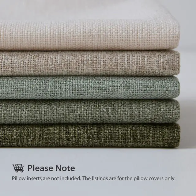 Alt view image 5 of 7 - Set of 2 Ivory Pillow Covers 20 x 20 Inch Farmhouse Boho Decorative Throw Pillow Covers Linen Cushion Covers for Sofa Couch Décor