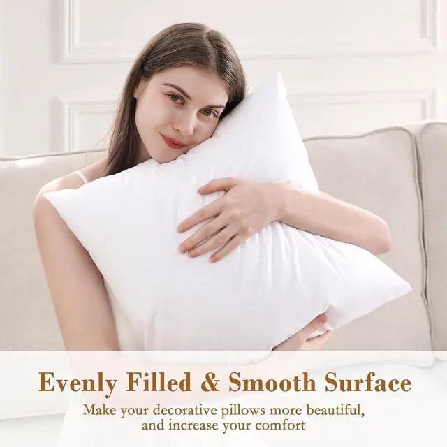 Alt view image 4 of 7 - ? 20x20 Pillow Inserts Full Fluffy Square Down Alternative Stuffer Set of 2 Soft Plush Decorative Throw Pillows for Couch Sofa Bed and Home Decor