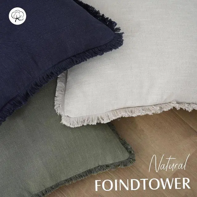 Alt view image 4 of 7 - Set of 2 Decorative Linen Fringe Throw Pillow Covers Cozy Farmhouse Boho Cushion Cover with Tassels Soft Accent Pillowcase for Couch Sofa Bed Living Room Home Decor 20×20 Inch Olive Green