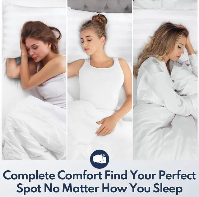 Alt view image 3 of 7 - Pillows Queen Size Set of 2 - Luxury Hotel Bed Pillows for Sleeping Supportive Side Sleeper Pillow for Neck and Shoulder Pain Relief Down Alternative Fill for Back Stomach Sleepers