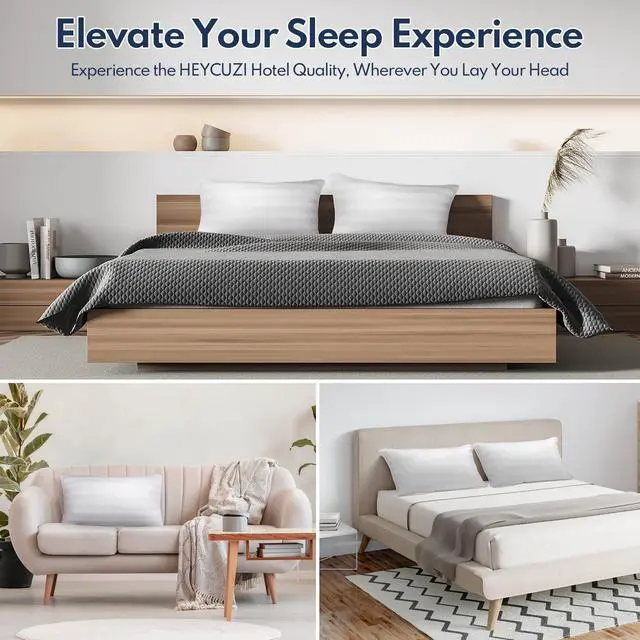 Alt view image 6 of 7 - Pillows Queen Size Set of 2 - Luxury Hotel Bed Pillows for Sleeping Supportive Side Sleeper Pillow for Neck and Shoulder Pain Relief Down Alternative Fill for Back Stomach Sleepers