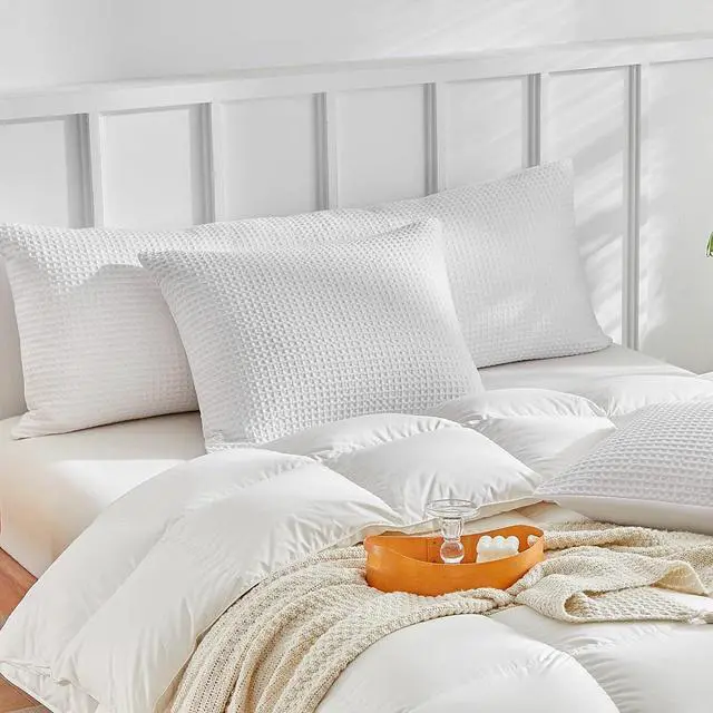 Alt view image 2 of 7 - Waffle Weave Pillowcases King Size 2 Pack Pillow Cases Soft Microfiber Pillow Case Covers Set of 2 Boho Woven Textured Pillowcase with Envelope Closure(White King 20x36 Inches)