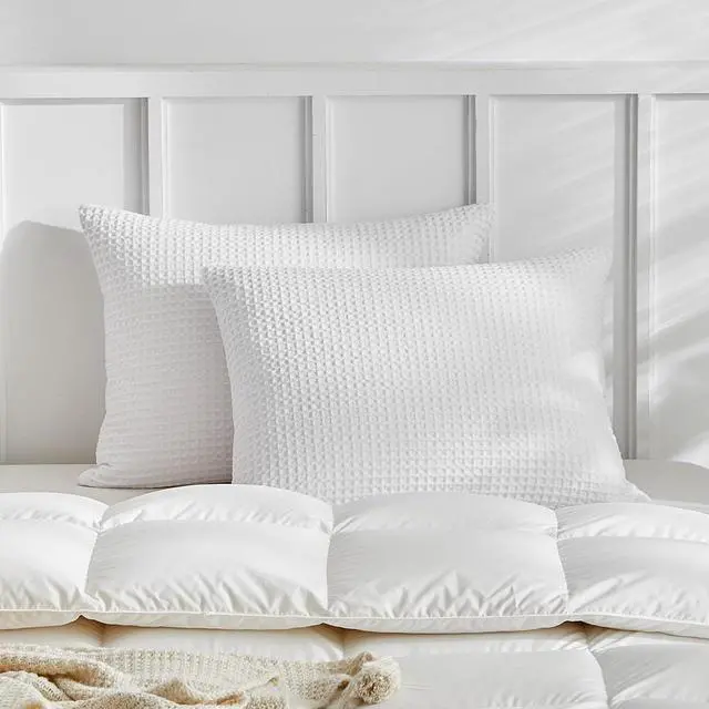 Main image of Waffle Weave Pillowcases King Size 2 Pack Pillow Cases Soft Microfiber Pillow Case Covers Set of 2 Boho Woven Textured Pillowcase with Envelope Closure(White King 20x36 Inches)