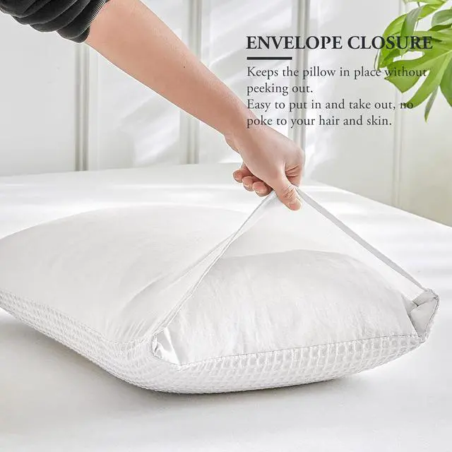 Alt view image 7 of 7 - Waffle Weave Pillowcases King Size 2 Pack Pillow Cases Soft Microfiber Pillow Case Covers Set of 2 Boho Woven Textured Pillowcase with Envelope Closure(White King 20x36 Inches)
