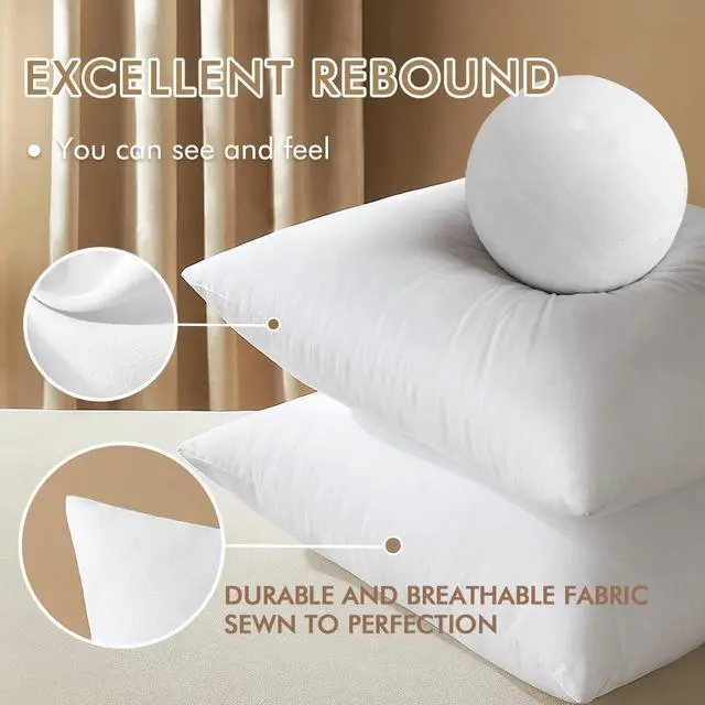 Alt view image 3 of 7 - 20x20 Inches Pillow Inserts Pack of 2 Decorative Throw Pillow Inserts for Couch