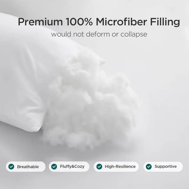 Alt view image 4 of 7 - 24x24 Throw Pillow Inserts Set of 4 Premium Polyester Fiber Fill Square Sham Stuffer Cushion for Sofa Bed Couch and Chair Machine Washable White 4 Count