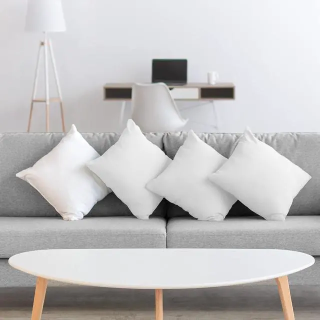 Alt view image 3 of 7 - 24x24 Throw Pillow Inserts Set of 4 Premium Polyester Fiber Fill Square Sham Stuffer Cushion for Sofa Bed Couch and Chair Machine Washable White 4 Count