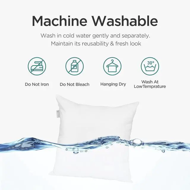 Alt view image 6 of 7 - 24x24 Throw Pillow Inserts Set of 4 Premium Polyester Fiber Fill Square Sham Stuffer Cushion for Sofa Bed Couch and Chair Machine Washable White 4 Count