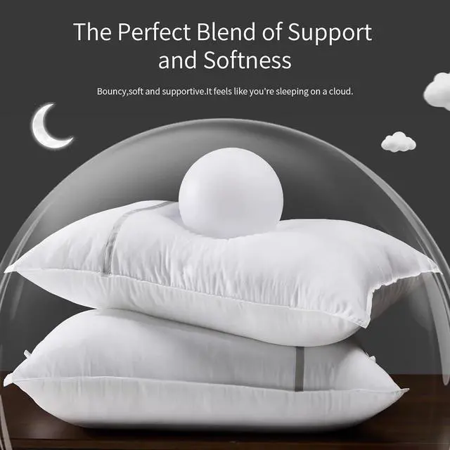 Alt view image 2 of 7 - Bed Pillows Standard Size Set of 4 Firm Hotel Pillows for Sleeping Cooling Pillows for Side & Back Sleepers Down Alternative Filling 20 x 26 Inches