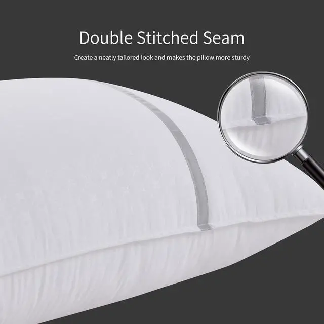 Alt view image 5 of 7 - Bed Pillows Standard Size Set of 4 Firm Hotel Pillows for Sleeping Cooling Pillows for Side & Back Sleepers Down Alternative Filling 20 x 26 Inches