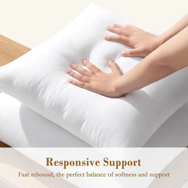 Alt view image 3 of 7 - ? 20x20 Pillow Inserts Full Fluffy Square Down Alternative Stuffer Set of 2 Soft Plush Decorative Throw Pillows for Couch Sofa Bed and Home Decor