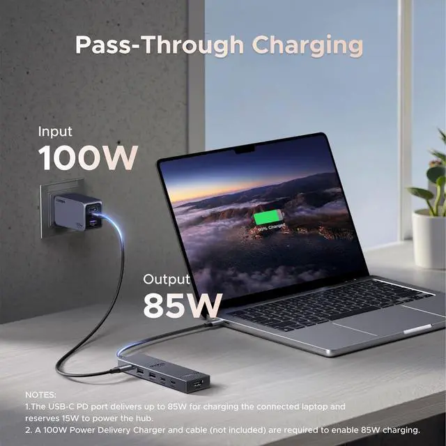Alt view image 5 of 7 - Revodok Pro USB-C Hub 6 in 1 10Gbps 4K 60Hz HDMI 100W Power Delivery for MacBook Pro/Air iPad Pro Thinkpad Rog Ally and More.