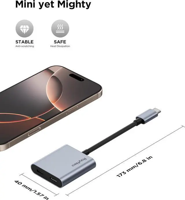 Alt view image 6 of 7 - USB-C to Glasses Charging Adapter Charge and Play Compatible with Switch 2 ROG Ally PS4/5 Xbox Mac mini Laptop Support 100W PD Charging and 4K@60 Hz Compatible