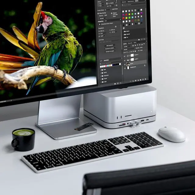 Alt view image 6 of 6 - Mac mini Hub & Stand with SSD Enclosure for NVME/SATA M.2 Mac mini Dock with USB C 10Gbps 3 USB A 5/10Gbps 2.0 Audio Jack for Mac Studio Mac mini M2/M1 (Not Compatible with M4) - Silver