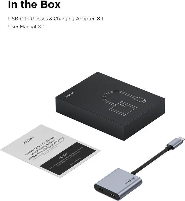 Alt view image 7 of 7 - USB-C to Glasses Charging Adapter Charge and Play Compatible with Switch 2 ROG Ally PS4/5 Xbox Mac mini Laptop Support 100W PD Charging and 4K@60 Hz Compatible