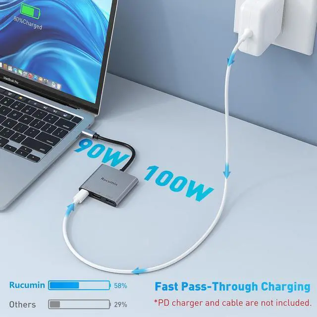 Alt view image 5 of 7 - USB C to HDMI Adapter Type-C to 4K HDMI Adapter with 100W PD & USB 3.0 Port Digital AV Multiport Adapter for MacBook Pro/air iPad Pro/air iPhone 15Pro/16 Switch Tablets and More USB-C Devices.