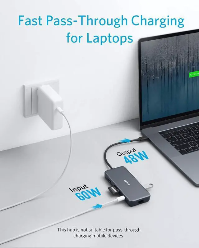 Alt view image 5 of 7 - USB C Hub 7-in-1 USB C Adapter with 4K HDMI 60W Power Delivery 1Gbps Ethernet 2 3.0 Ports SD and microSD Card Readers for MacBook Pro and Other Laptops