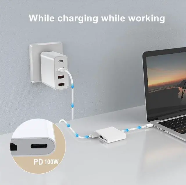 Alt view image 3 of 6 - USB C to HDMI Adapter for iPhone 15/16 to TV USB-C Digital AV Multiport Adapter PD 100W 4K 60Hz &USB3.1 Type C to HDMI Adapter Compatible with Iphone15/16 MacBook Pro Ipad Pro