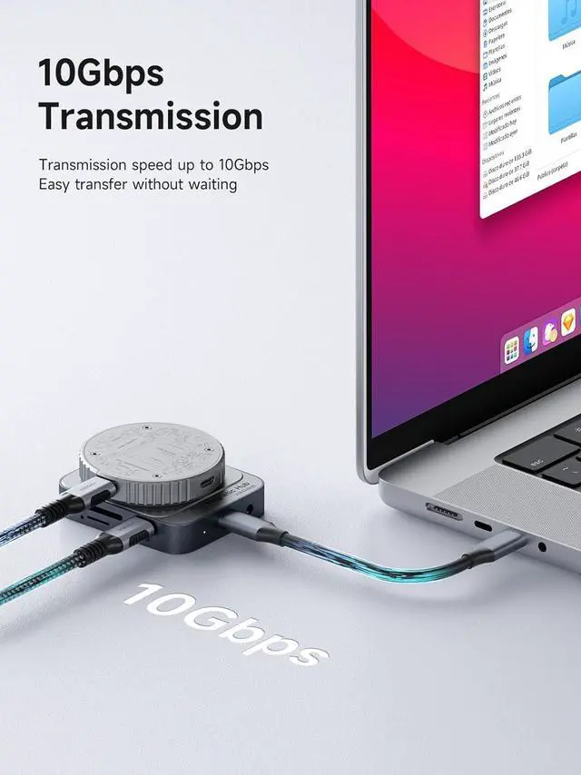 Alt view image 7 of 7 - Magnetic USB C Hub with Magsafe for iPhone 17 16 15 Pro Max 7 in 1 Type-C Docking Station 4K@60Hz HDMI SD3.0 TF3.0 Card Solt 100W PD 10Gbps USB-C AUX for MacBook Pro Air iPad Pro (TC100)