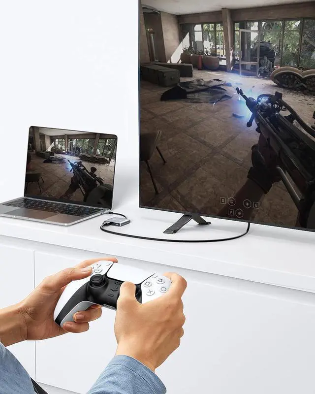 Alt view image 5 of 7 - Dual HDMI Adapter for 2 Monitors Extended Display 1 in 2 Out USB C to HDMI Splitter for Laptop MacBook Pro/Air Support 4K@30Hz Double Monitors or 4K@60Hz Single Monitor