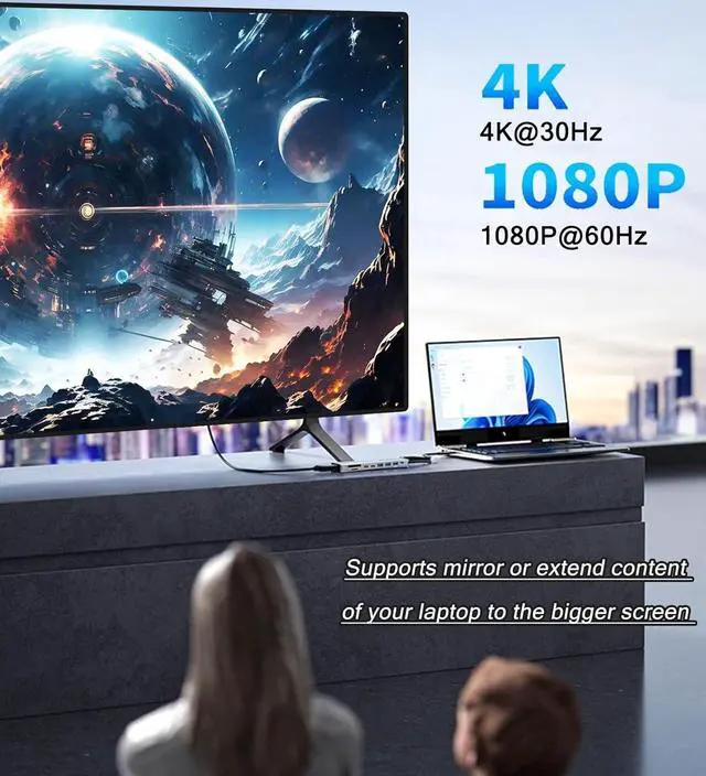 Alt view image 3 of 7 - USB C Hub HDMI Adapter for Monitor VIENON 9 in 1 USB Type C Laptop Docking Station with 4K HDMI SD/TF Card Reader 100W PD USB 3.0/2.0 USB C Data Ports Compatible for MacBook Pro XPS More