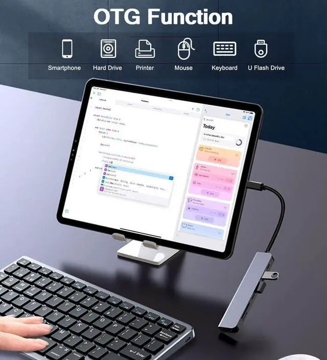 Alt view image 6 of 7 - USB C Hub HDMI Adapter for Monitor VIENON 9 in 1 USB Type C Laptop Docking Station with 4K HDMI SD/TF Card Reader 100W PD USB 3.0/2.0 USB C Data Ports Compatible for MacBook Pro XPS More