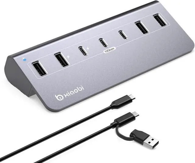 Main image of USB C Hub Powered USB Hub with 5V 3A Power Adapter 10Gbps USB Splitter with 4 USB-A and 3 USB-C Ports 7-Port Type C Multiport Adapter for MacBook Air/Pro iPhone 16/15 Laptop and More