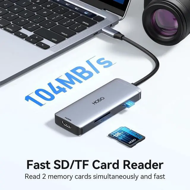 Alt view image 5 of 7 - USB-C Hub Multiport Adapter for MacBook Air/Pro - 6 in 1 HDMI Dongle with 4K USB 3.0 Ports SD/TF Card Reader for MacBook m1/m2/m3/m4  XPS HP  Surface and Other Type-C Devices