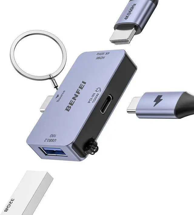 Main image of USB C Hub 3-in-1 Super Compact USB-C to HDMI 4K@60Hz 10Gbps USB-A 100W Power Delivery Compatible with iPad Pro MacBook Pro/Air iMac iPhone 16/15 Pro/Pro Max XPS Thinkpad and More