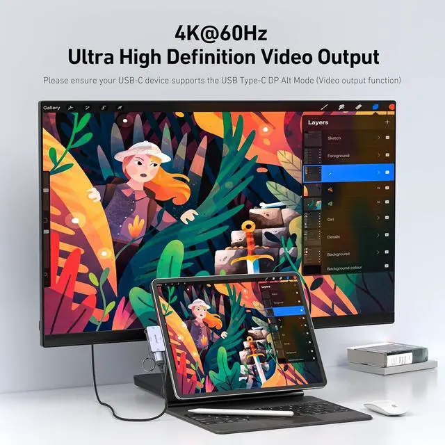 Alt view image 4 of 6 - USB C Hub 3-in-1 Super Compact USB-C to HDMI 4K@60Hz 10Gbps USB-A 100W Power Delivery Compatible with iPad Pro MacBook Pro/Air iMac iPhone 16/15 Pro/Pro Max XPS Thinkpad and More