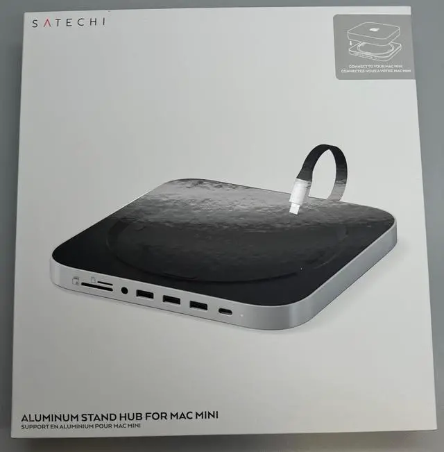 Alt view image 7 of 7 - USB C Hub - Type-C Aluminum Stand & Hub - USB-C Data Port Micro/SD Card Readers USB 3.0 & Headphone Jack Port - for Mac Studio Mac mini M2/M1 (Not Compatible with M4) - Silver