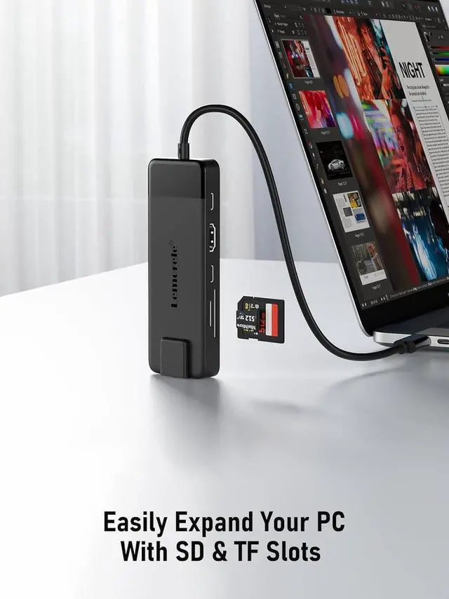 Alt view image 7 of 7 - USB C Hub Multiport Adapter 10-in-1 USB C Dongle for MacBook Pro Air Gigabit Ethernet with 4K HDMI 100W PD USB 3.0 5Gbps Port SD/TF Card Reader Adapter Compatible for Windows/Mac/iPad