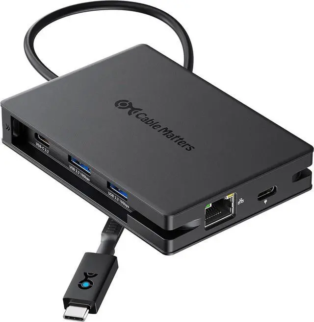 Main image of 8-in-1 USB C Hub Multiport Adapter with Dual 4K@60Hz HDMI 140W PD Charging Gigabit Ethernet 10Gbps Data Transfer: 2x USB-C & 1x USB-A 3.2 Ports (Support ONE External Display on MacOS)