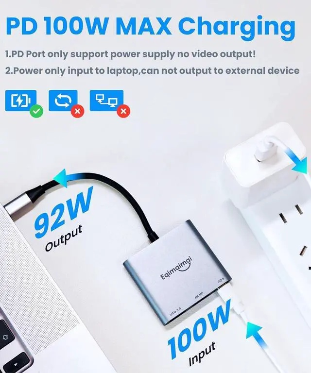 Alt view image 5 of 7 - HDMI to USB C Adapter 4K@60HZ Type C to hdmi Adapter with 100W PD&USBA 3.2 USBC Hub Adapter Digital av Multiport Compatible for iPhone 16/15/iPad/Galaxy/Tablets/Switch/Steam to HDTV Projector