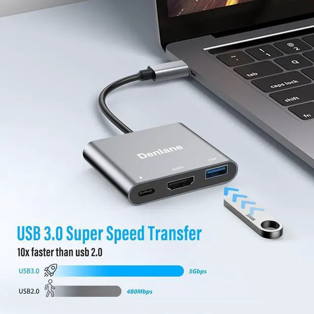 Alt view image 5 of 7 - USB C to HDMI Adapter 4K@60Hz USBC Digital AV Multiport Adapter with USB 3.0 & 100W Fast Charging Type C to HDMI Converter for iPad/Mac/MacBook USB-C Laptop Hub for //...