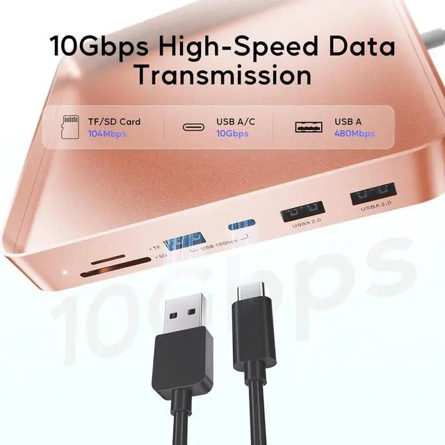Alt view image 4 of 7 - USB C HUB for iMac 24 inch 2021/2023/2024 USB Hub Adapter iMac Accessories for iMac M1/M3/M4 with USB C 10Gbps 3*USB A SD/TF Docking Station Support Expand M.2 SSD (Not Included) Orange