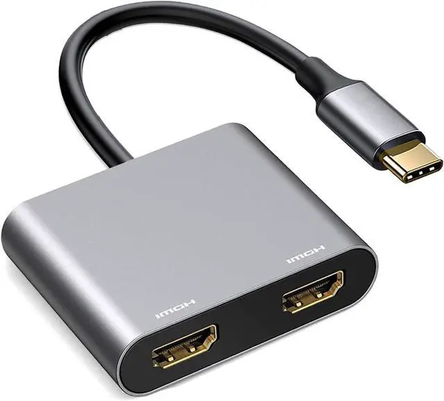 Main image of USB C to Dual HDMI Adapter 4K@60Hz Type C to HDMI Splitter for Dual Monitors USB C Hub Extend Display for MacBook Air/Pro More Laptops with Thunderbolt 3/4 Ports