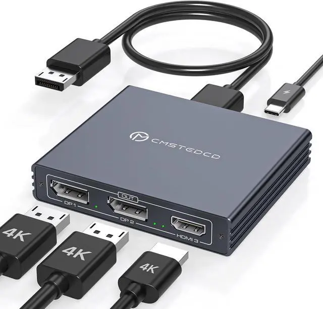 Main image of Displayport Splitter 3 Monitors Dual DP with HDMI Adapter 4K60Hz Extended Display 1 in 3 Out Displayport MST Hub for Multiple Monitors Compatible for PC Graphics Card  HP and More