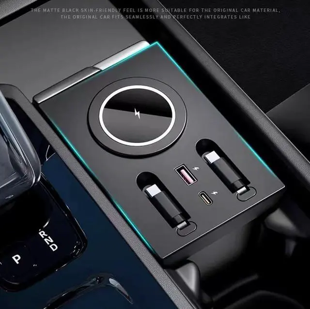 Alt view image 2 of 7 - USB Hub Wireless Charger for Volvo xc60 xc90 s90 v90 s60 v60 Retractable Hub Docking Station with Fast Charging Cable Multi Port Accessories Docking Station of Center Console (tuozhanwu-A)