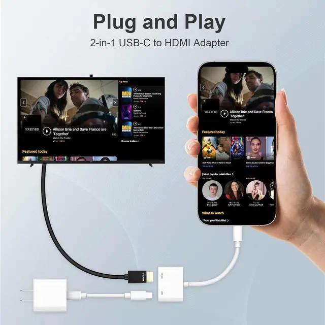 Alt view image 4 of 7 - [MFi Certified] USB C to HDMI Adapter for iPhone 16 15 to TV USB-C Digital AV Adapter 4K Sync Screen Connector Cable with Fast Charging Plug & Play for iPhone 15/16 Pro/Max MacBook Pro/Air iPad Pro