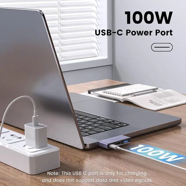 Alt view image 4 of 7 - USB C to HDMI Multiport Adapter - Type C to 4K HDMI Adapter with Charging Supports 4K UHD Video USB 3.0 Port 100W USB-C Fast Charging for Monitor TV Laptop
