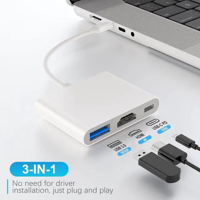 Alt view image 7 of 7 - USB-C Digital AV Multiport Adapter USB C to HDMI Adapter for iPhone 15/16 to TV with 100W Fast Charging 4K60Hz HDMI &USB3.1 Compatible for Iphone15/16 MacBook Pro Ipad Pro